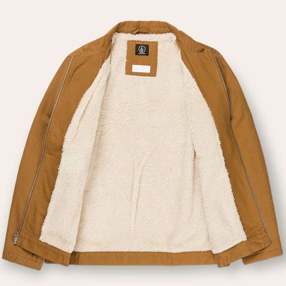 NWT Volcom Palm Drive Canvas Jacket Size M Rust Teddy Fleece Lined - Picture 6 of 11